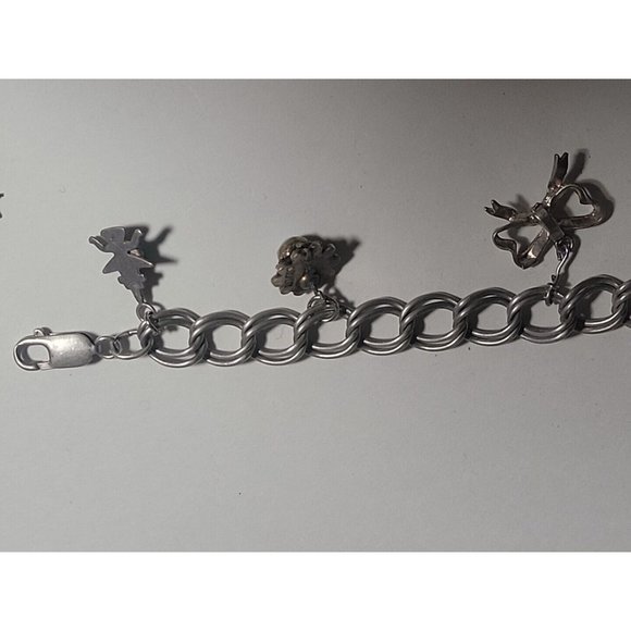 Southwest Native Turquoise Charm Bracelet Sterling Silver - Picture 8 of 11